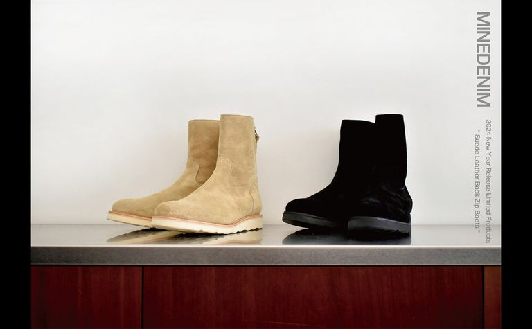 MINEDENIM 「Suede Leather Back Zip Boots」