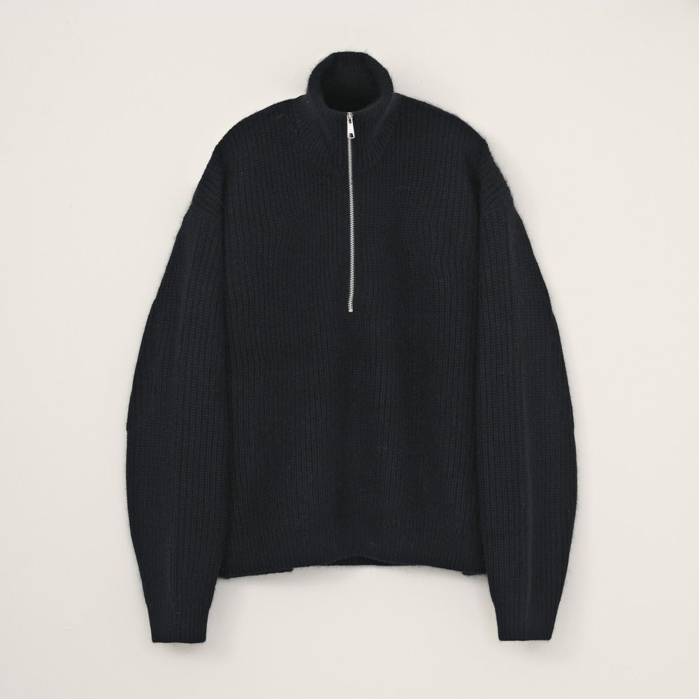 RACCON HALF ZIP KNIT - BLACK / ハーフジップニット / VTM-26-K-106