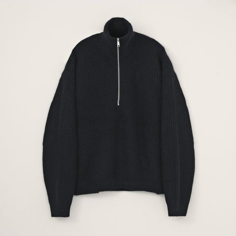 RACCON HALF ZIP KNIT - BLACK / ハーフジップニット / VTM-26-K-106