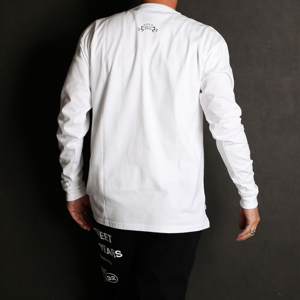 SANS SERIF LOGO L/S TEE - WHITE × BLACK / ロングスリーブTシャツ / 14178J-W