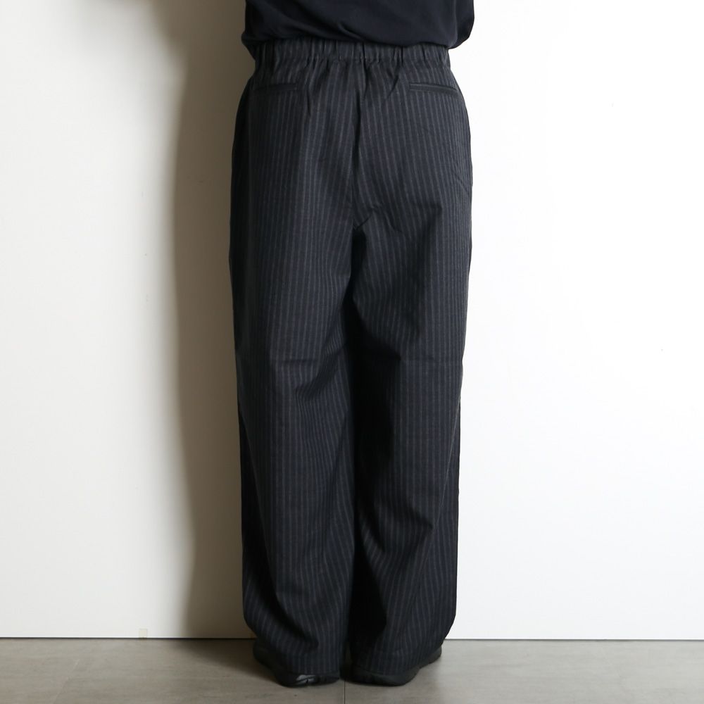 WIDE CYLINDER FIT EASY PANTS - GRAY STRIPE / 2/72 ウールトロピカルワッシャー - ワイドシリンダーフィット イージーパンツ / M26A11PT01C