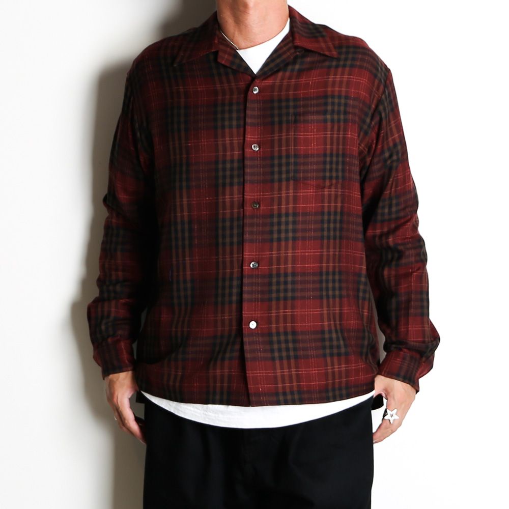 Ry.Wool Check Open Collar SH / 2309-5003