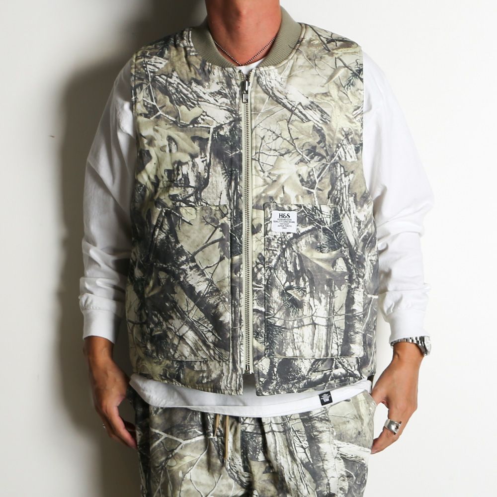 Camo Zip Work Vest - Beige Camo / ワークベスト / HJ-100225