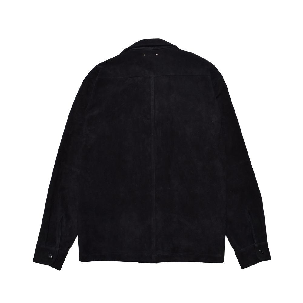 Full Grain Suede Open Collar Work Shirt  - BLK / MDFBF10501