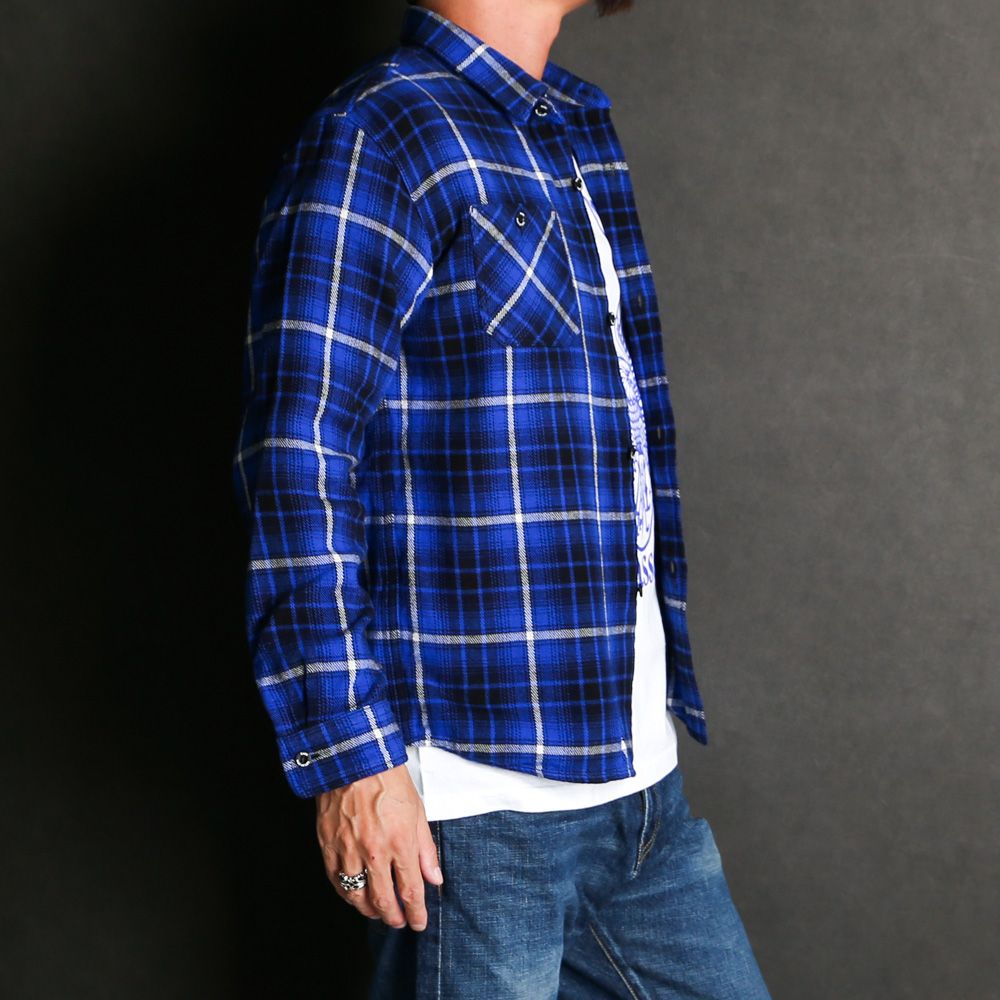 【ラスト1点-サイズXXL】 COTTON FLANNEL BLUE CHECK SHIRT / コットンフランネル レギュラーカラーシャツ / 24'RS-0805