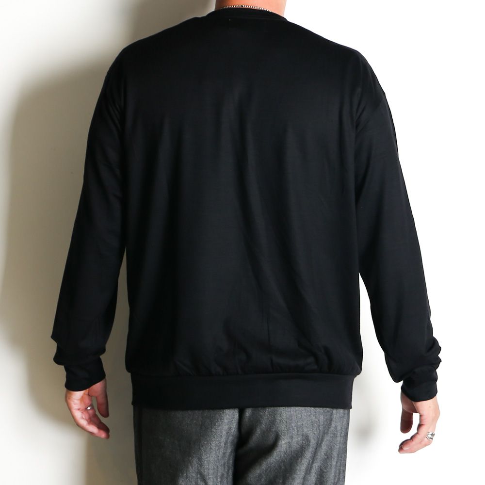 CREW NECK - BLACK / ウォッシャブルウール天竺 - クルーネック / M25C21CS02C