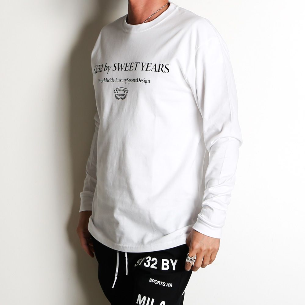SANS SERIF LOGO L/S TEE - WHITE × BLACK / ロングスリーブTシャツ / 14178J-W