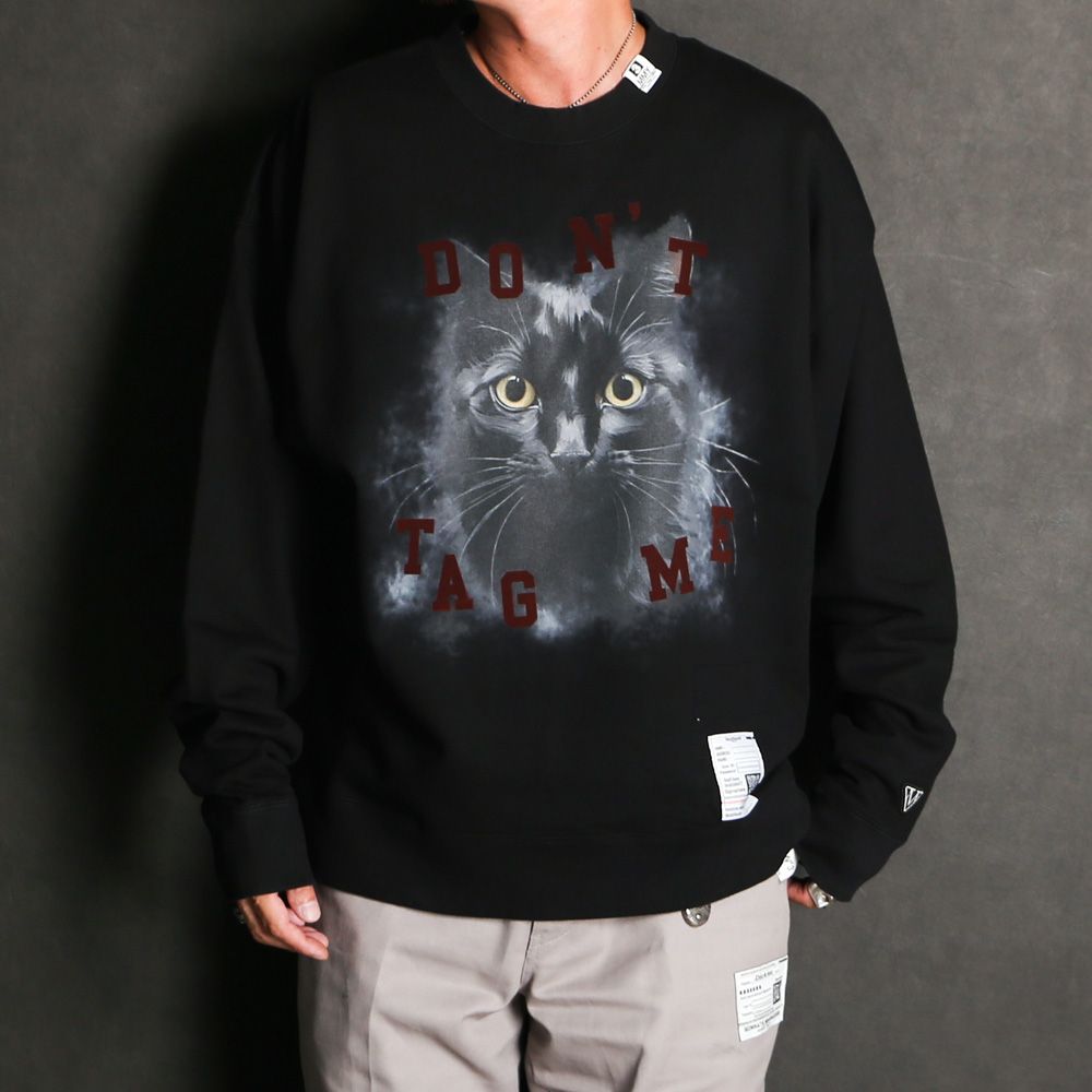 Cat Printed Sweatshirt - BLACK / キャット プリント スウェットシャツ / J17PO782