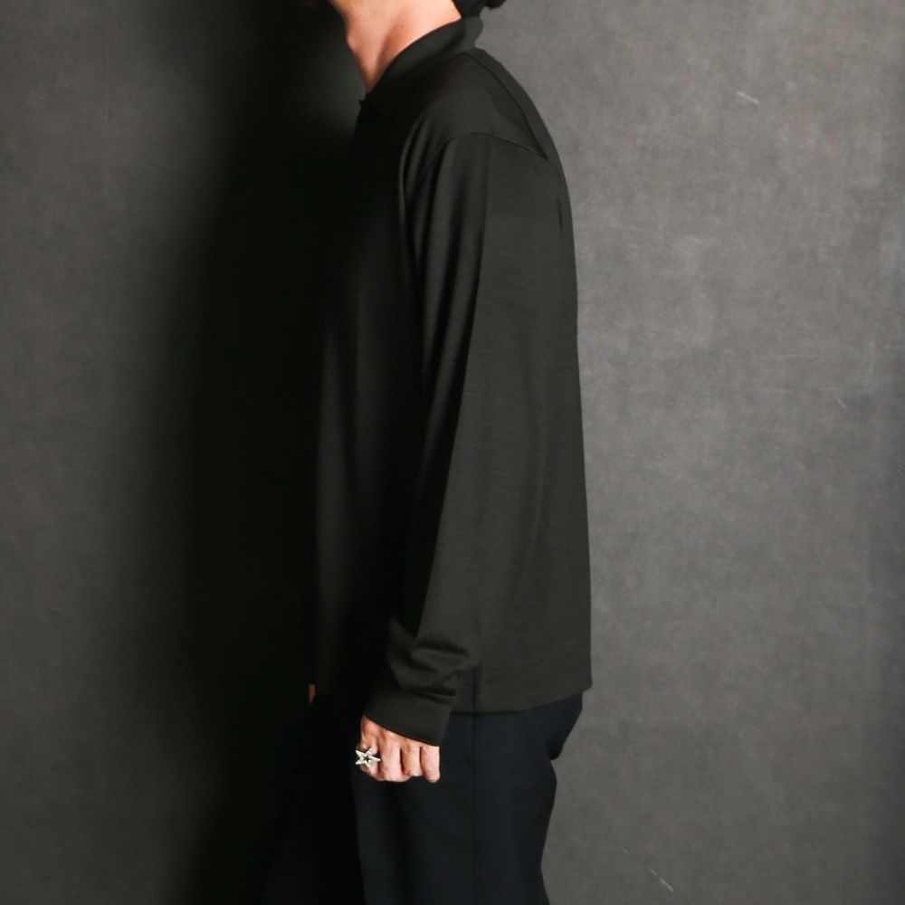 Shirt Cardigan - Dark Olive / スーパー100sウォッシャブルウール天竺 - シャツカーディガン / M26C15CS01C