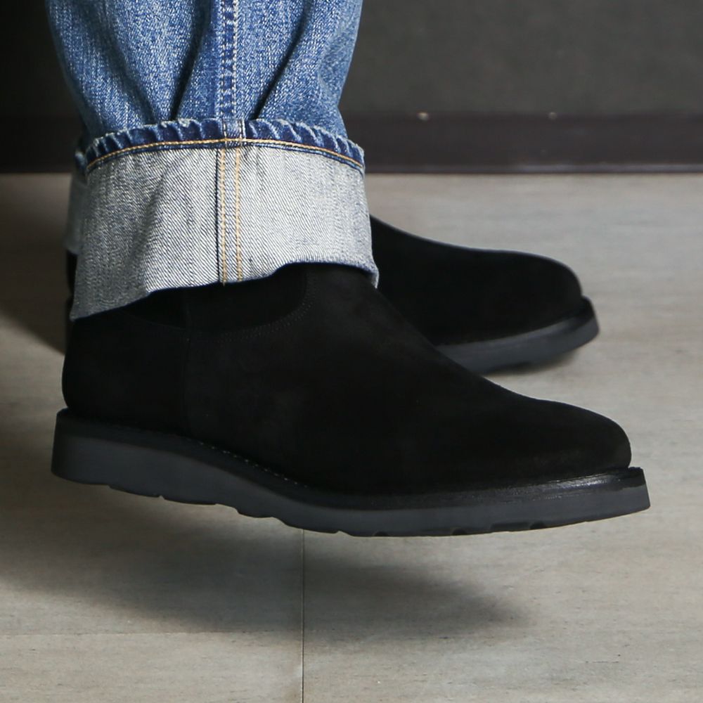 Suede Leather Side Zipper Boots - BLK / MDMGK001