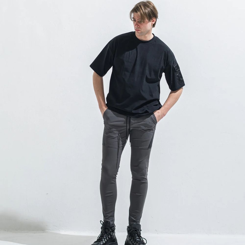 MILITARY NYLON OVER TEE - BLACK / ナイロンポケットビッグTシャツ / RC40-T-008