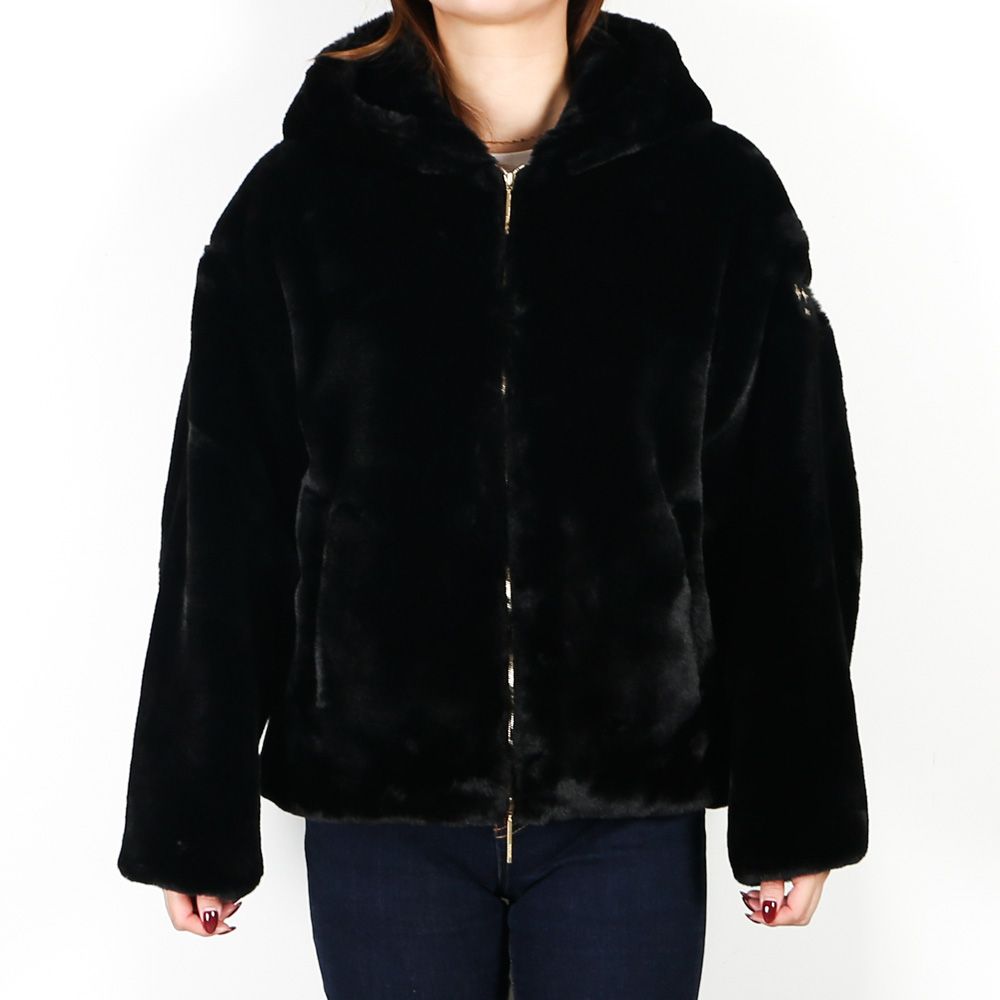 【レディース】 YUMOLA ユモラ - BLACK / エコファー フードブルゾン (フリース) / LJXA0039033588