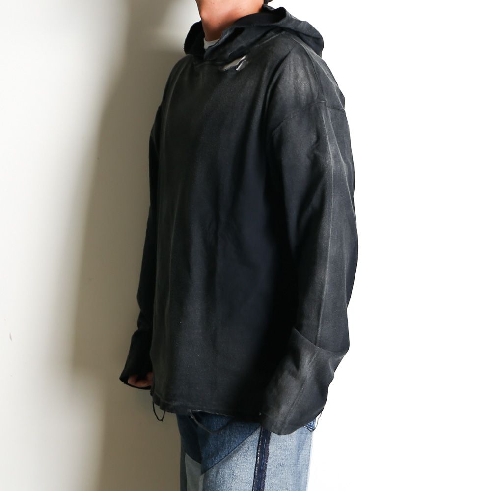 Distressed Light Weight Hoodie - BLACK / ライトウエイト フーディー / G15HD089