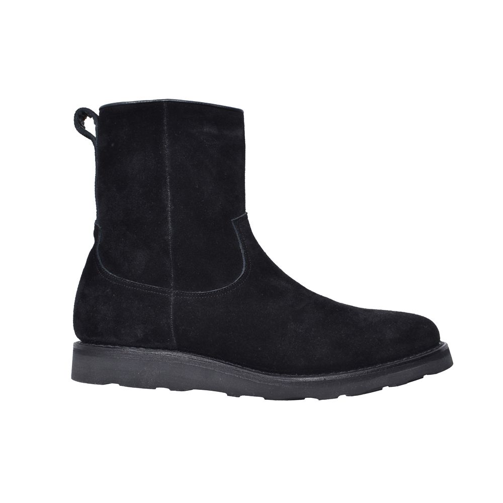 Suede Leather Side Zipper Boots - BLK / MDMGK001