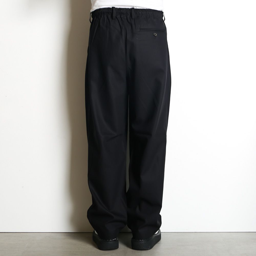 Double Pleated Easy Trousers - Black / オーガニックGIZA60/3サバイバルクロス® - ダブルプリーテッドイージートラウザーズ / A26C03PT02C