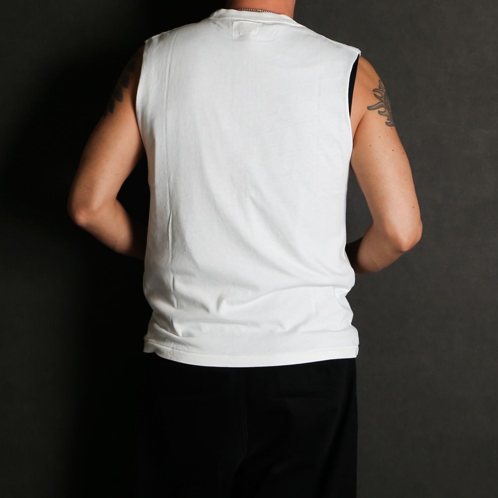 Typography Short N/S Tee T/C - WHITE / ノースリーブ Tシャツ / G16TS094