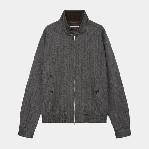 Dog Ear Jacket - Gray / オーガニックウール撚り杢へリンボン - ドッグイヤージャケット / M26C20BL01C
