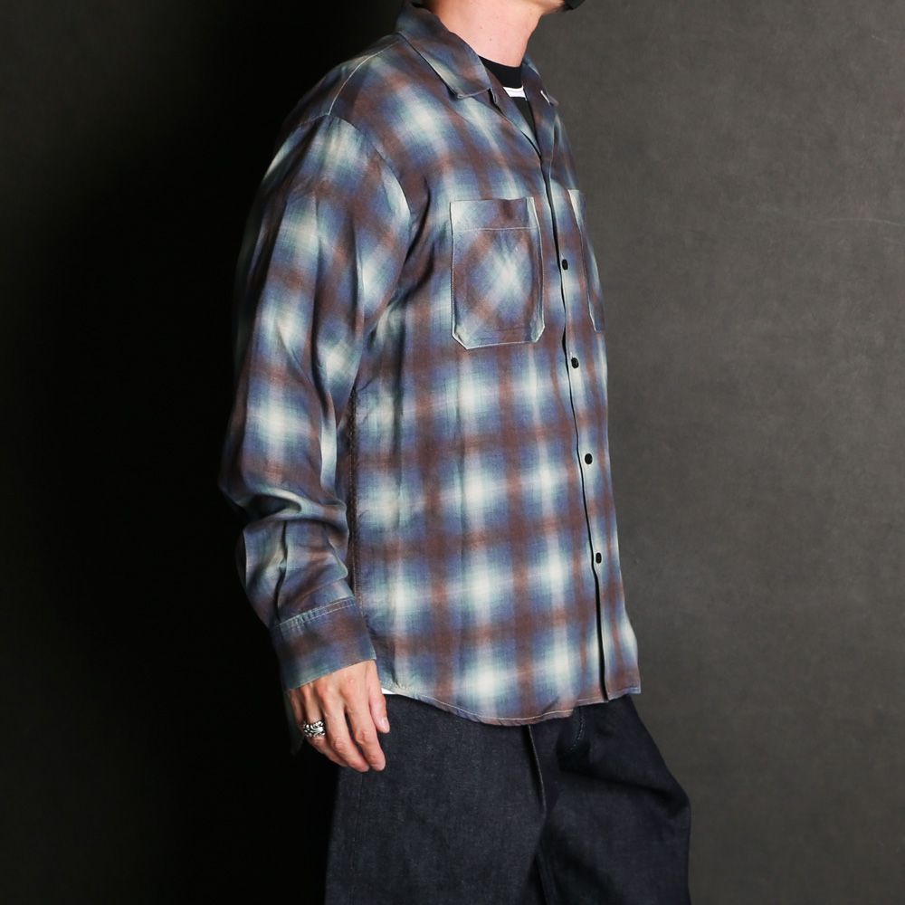 MINEDENIM - Drape Denim Ombre Check Loose Work SH / 2304-5005