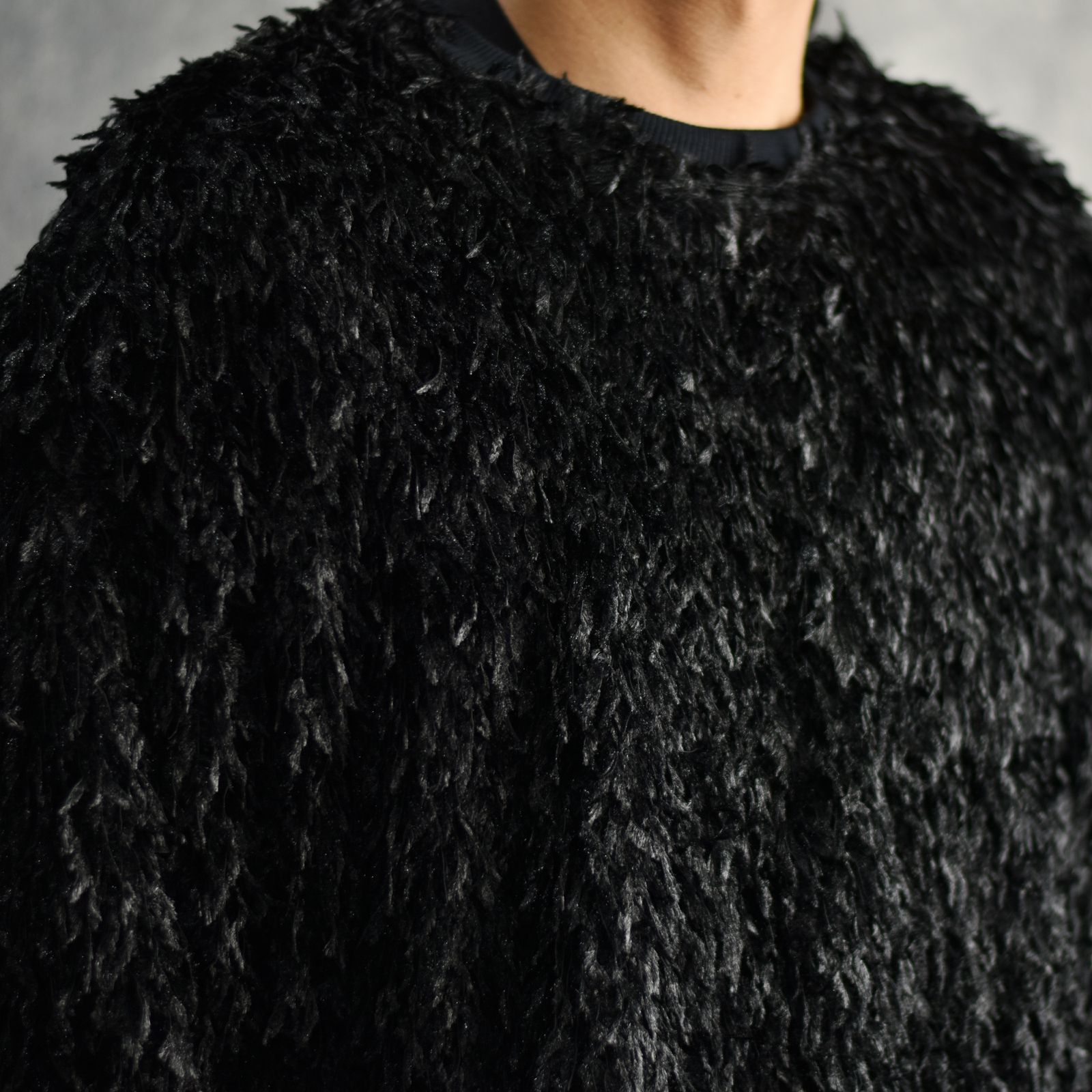 FEATHER KNIT CREWNECK SWEATER (BK) / シャギーニット クルーネック スウェット
