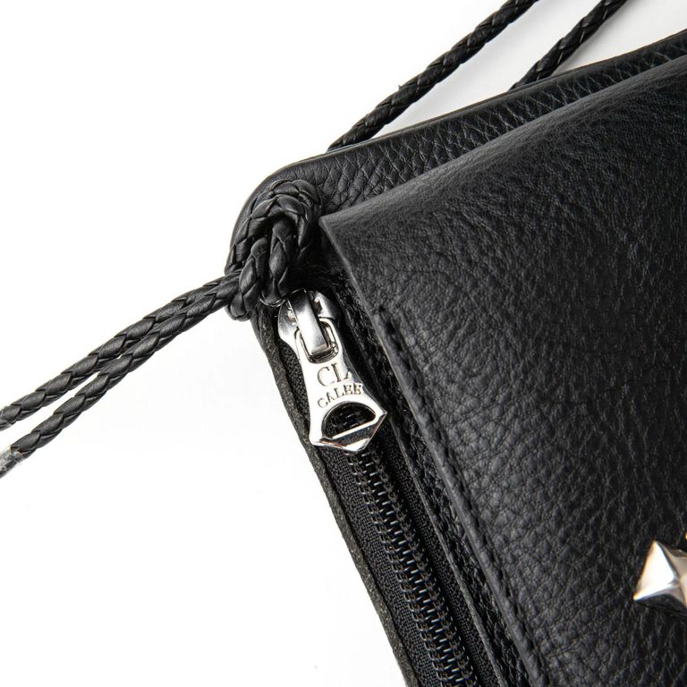 CALEE - STUDS LEATHER SHOULDER POUCH ＜TYPE B＞ (BLACK