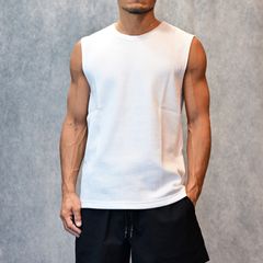Roundneck Nosleeve Rib T-SH （WHT） / リブ ノースリーブ （ホワイト） STC-402