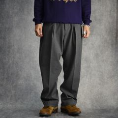THERMOLITE TWILL TUCK WIDE SLACKS (CHARCOAL) / サーモライト ツイル 1タック ワイドスラックス