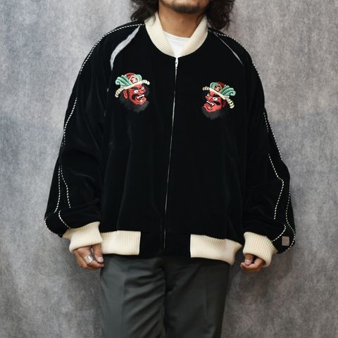 VELVETEEN YAMA KING EMBROIDERED SOUVENIR JKT (BLACK)｜閻魔大王 スーベニアジャケット・スカジャン 別珍｜PD25AJ07