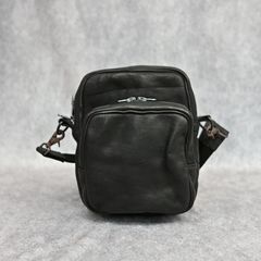 ダブルショルダー製品染め W ZIP ショルダーバッグ （BLACK）｜92-32