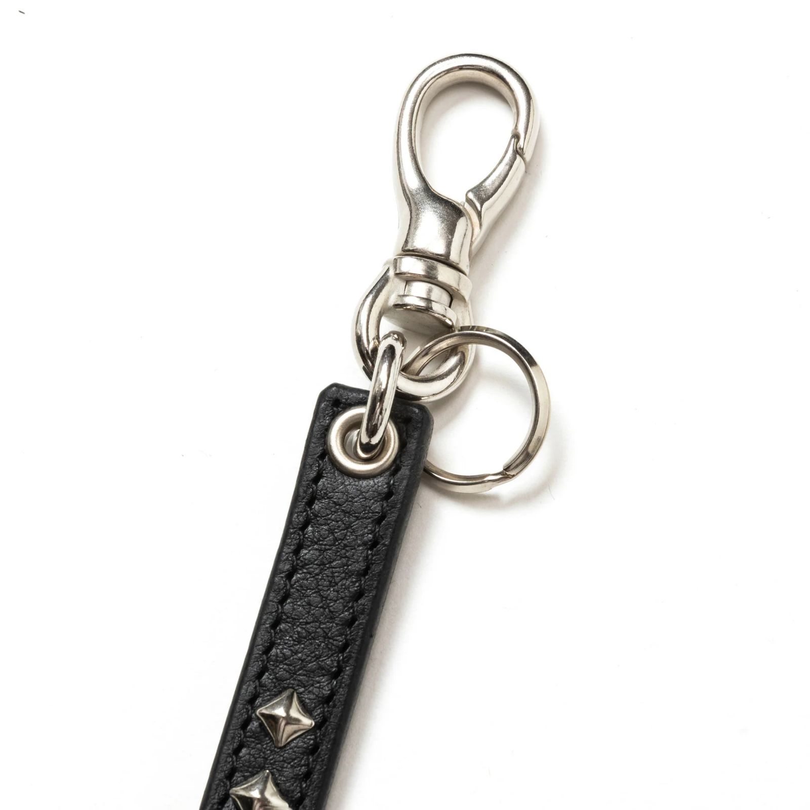 STUDS LEATHER LONG KEY RING (BLACK) / スタッズ レザー ロング キーリング