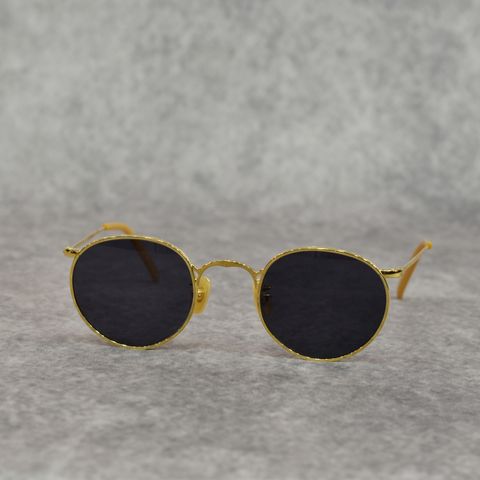 VINTAGE TYPE CIRCLE METAL GLASSES (GOLD / GRAY)｜ヴィンテージタイプ サークルメタル サングラス｜CL-25AW003G