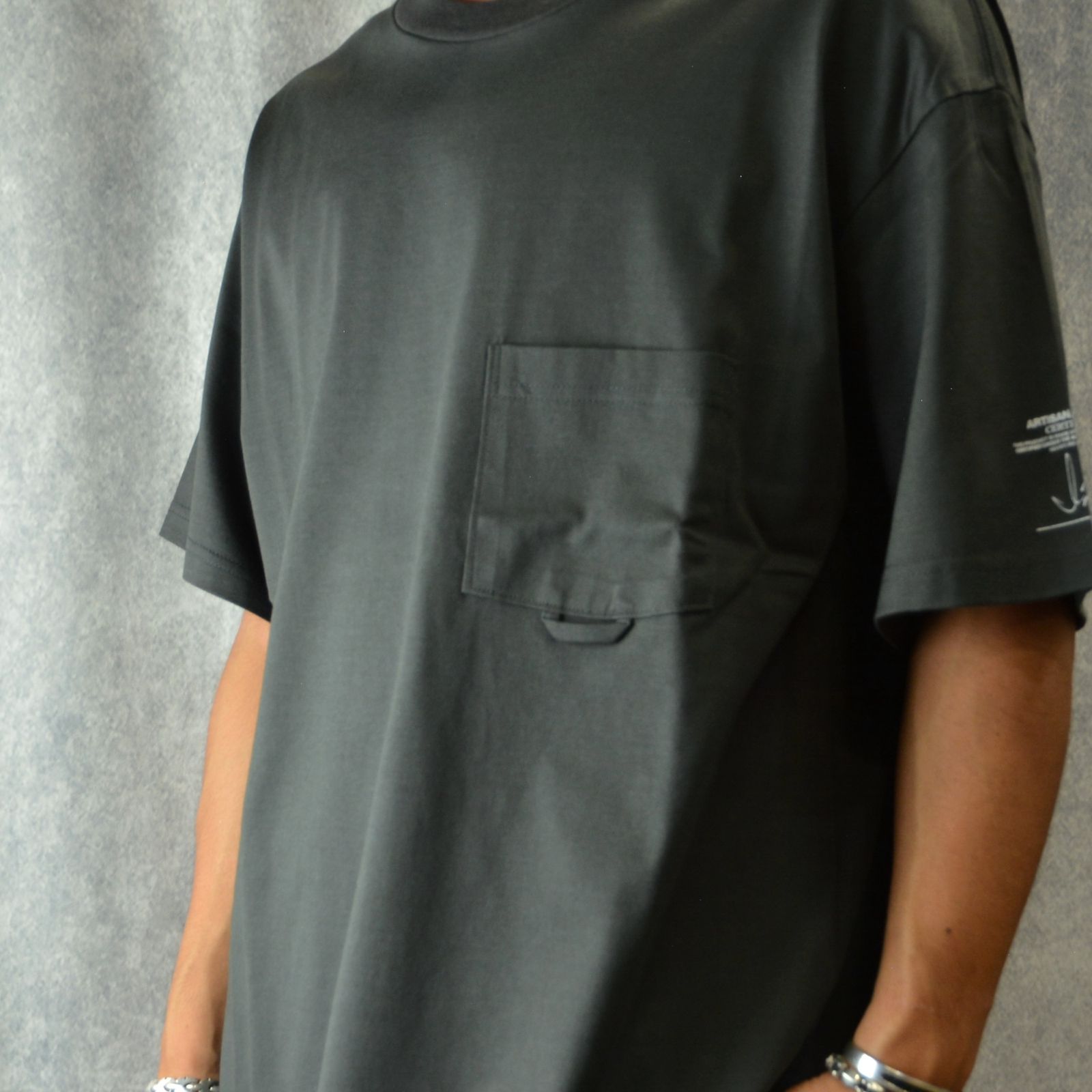 ハイゲージ天竺 ドロップショルダー Tシャツ (GRAY)