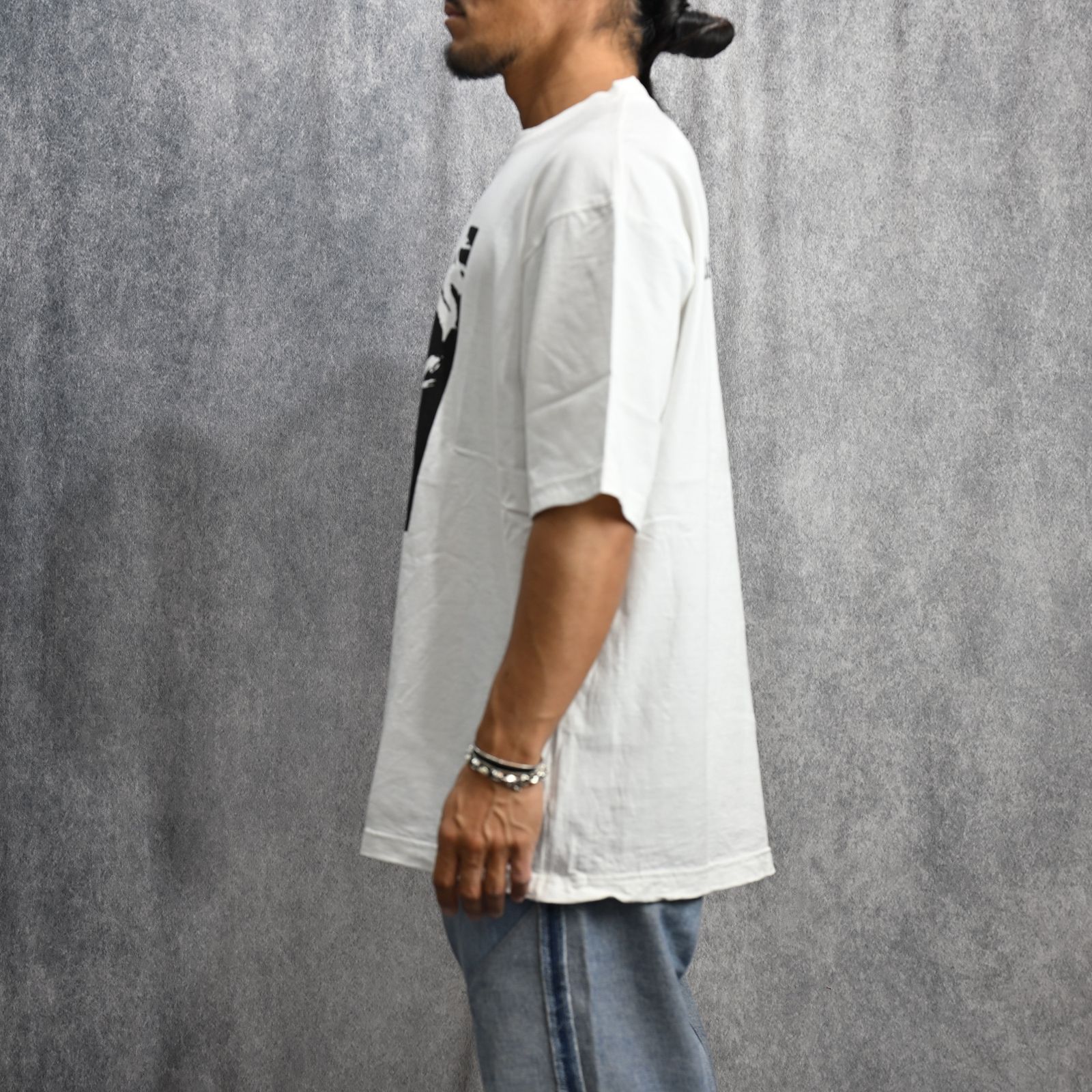 MINEDENIM - Monochrome Two tone Face Crewneck T-SH （WHT