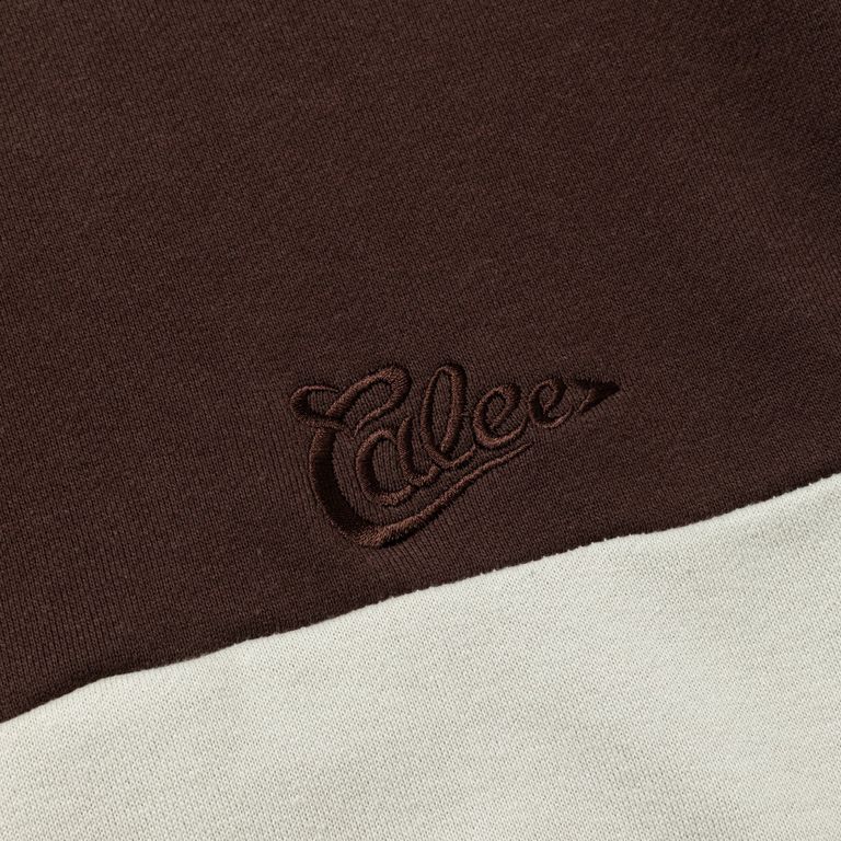 CALEE - BICOLOR CREW NECK SW (BEIGE / BROWN) / バイカラー