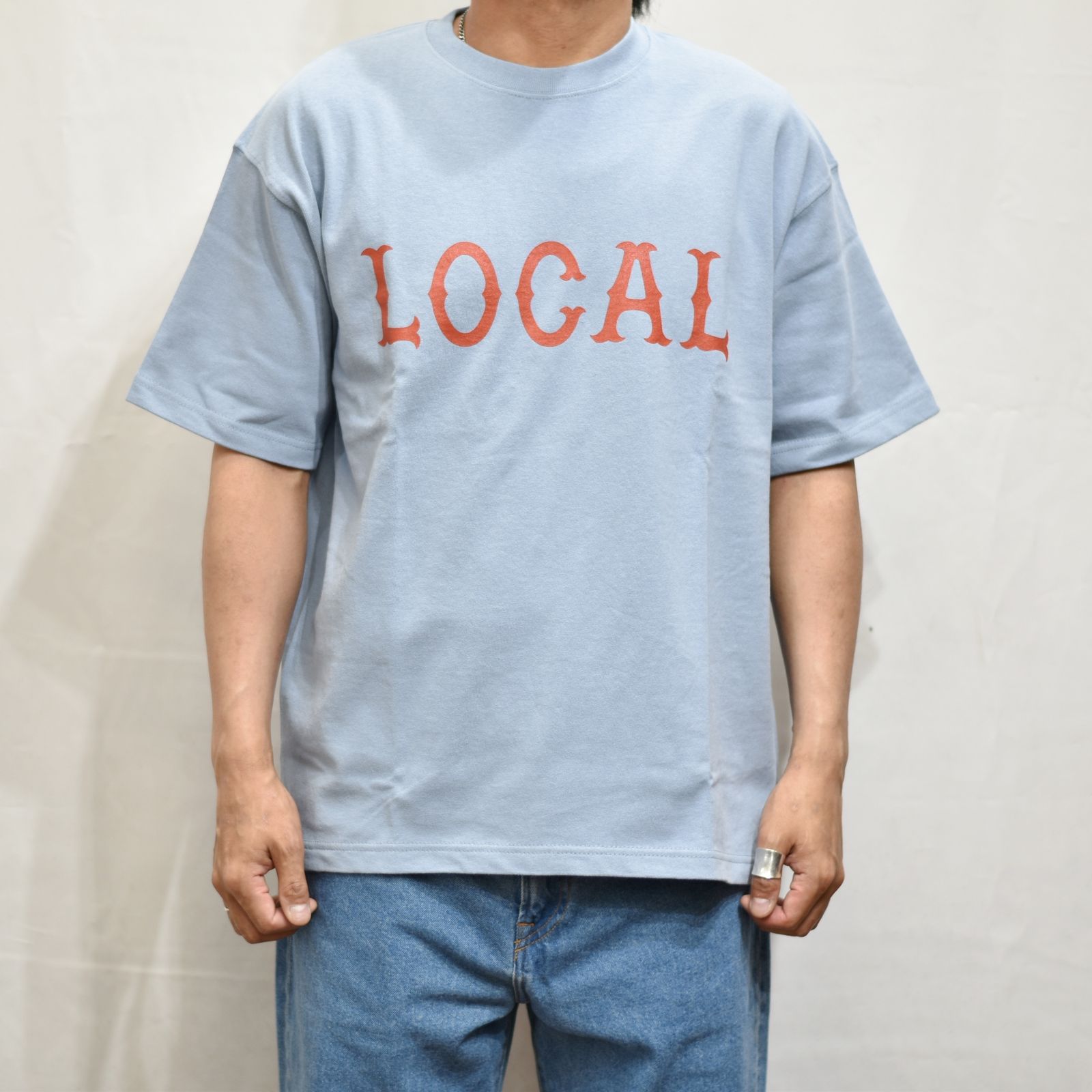 CUTRATE CLASSIC LOCAL LOGO HEAVY WEIGHT DROPSHOULDER S/S -T-SHIRT (ACID BLUE)