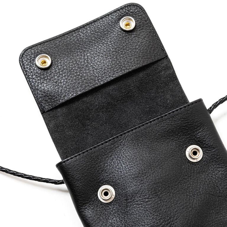 CALEE - STUDS LEATHER SHOULDER POUCH (BLACK