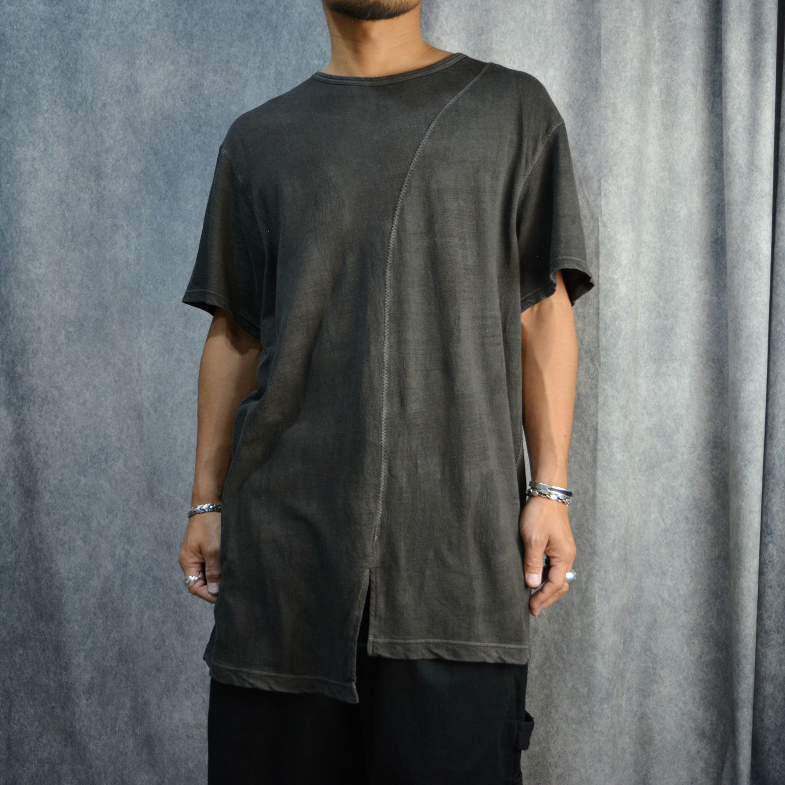 早割クーポン！ 半袖 ST 千鳥 - yamamoto yohji 墨染め （BLACK Tシャツ トップス