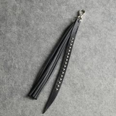 STUDS & TASSEL LEATHER LONG KEY RING (BLACK) / スタッズ タッセル レザー キーリング キーホルダー
