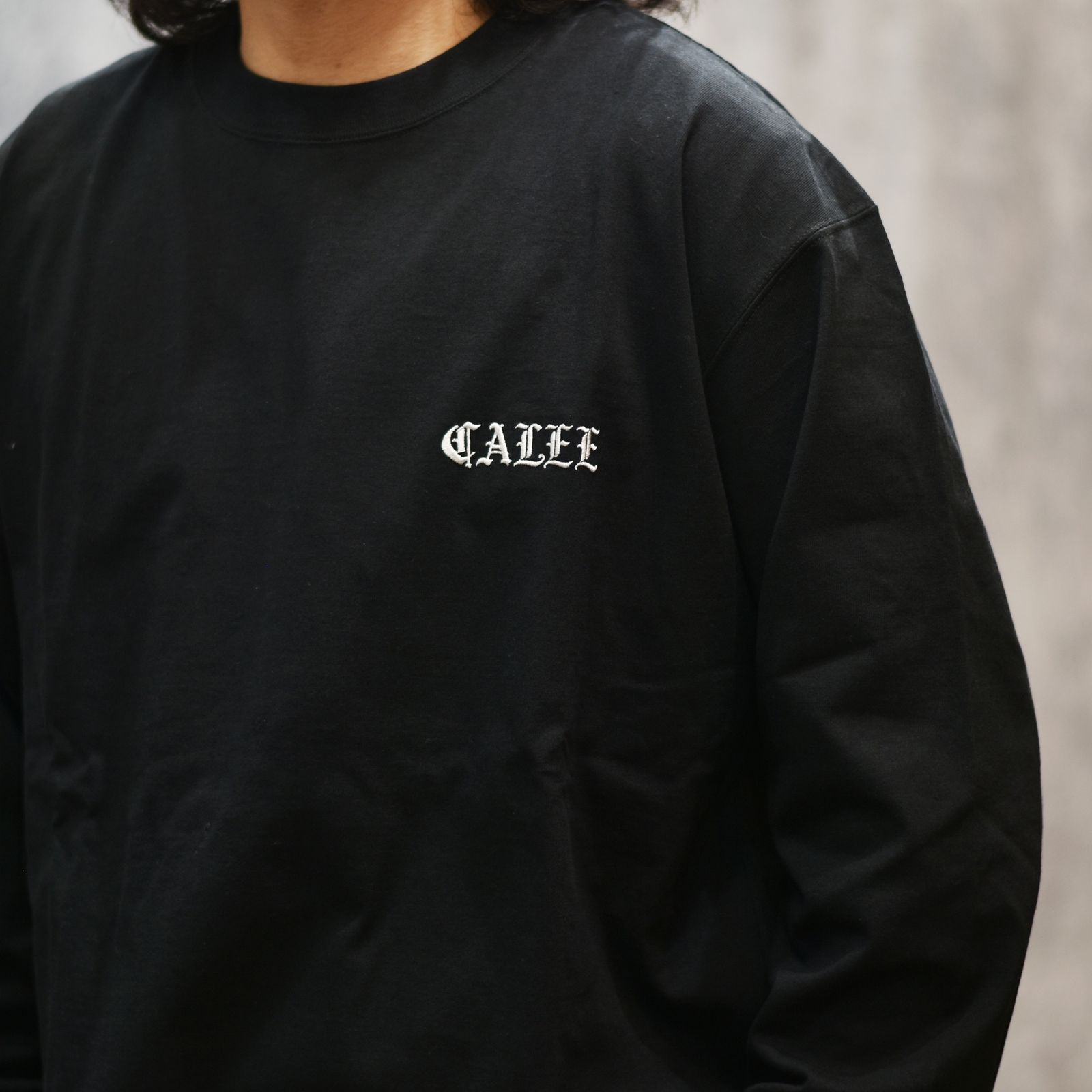 VINTAGE TYPE EMBROIDERY L/S TEE (BLACK)｜ロゴ刺繍 Tシャツ｜CL-25AW015
