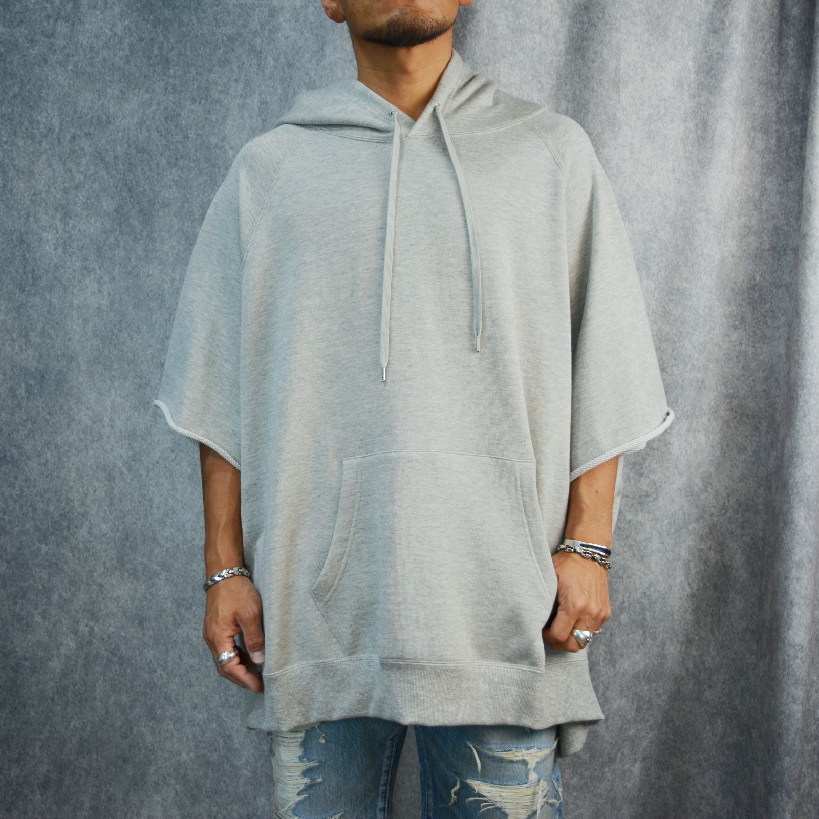 Square Big Nosleeve Hoodie （GRY） / ビッグノースリーブ フーディー （グレー）