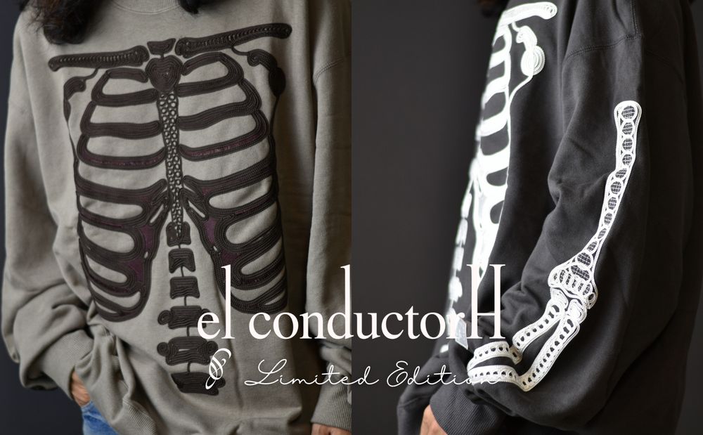 【発売開始】 el conductorH - CORD EMBROIDERED CREW NECK SWEATER 'BONES for chord Limited Edition