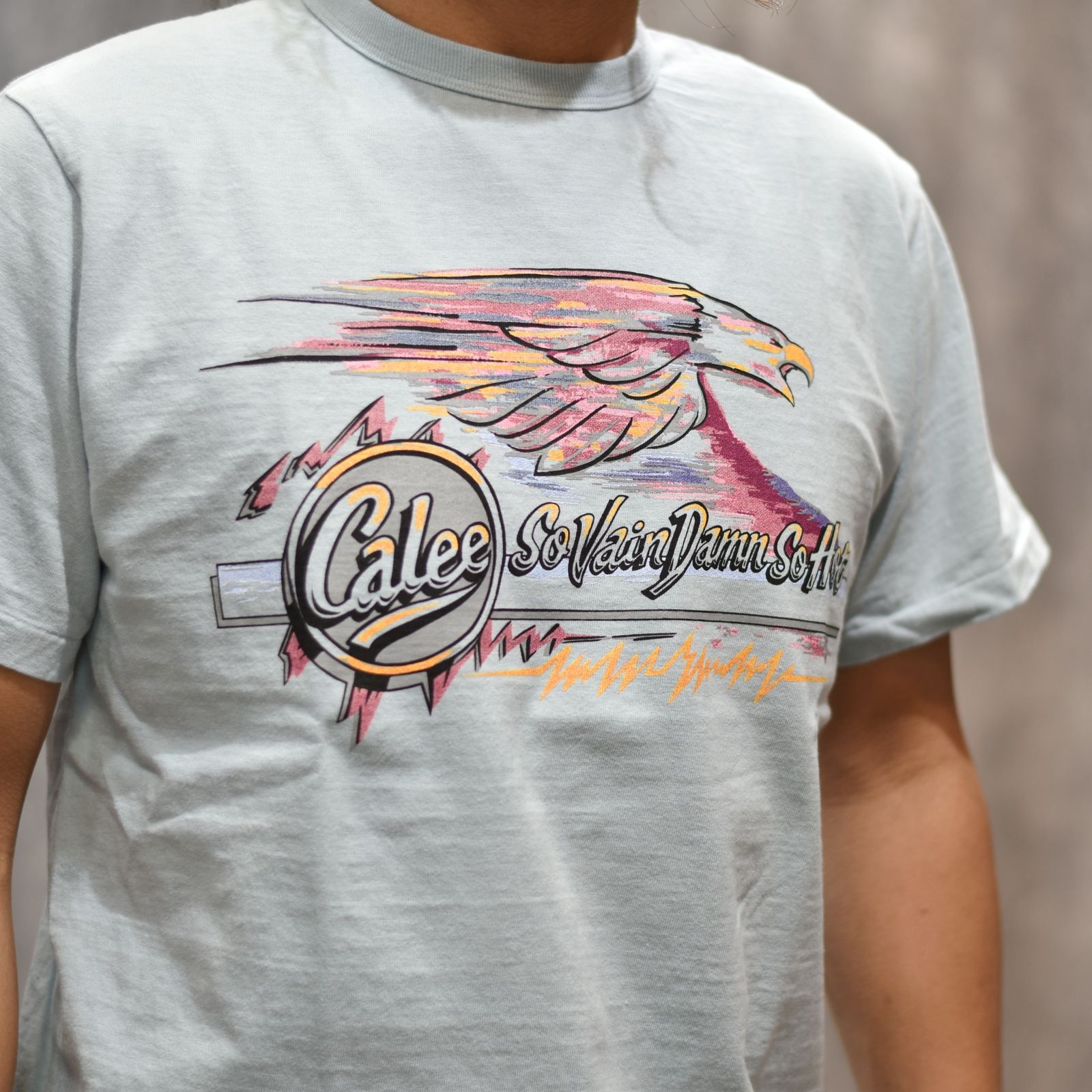 BINDER NECK EAGLE LOGO VINTAGE TEE ＜NATURALLY PAINT DESIGN＞ (Lt.BLUE) / プリントTシャツ