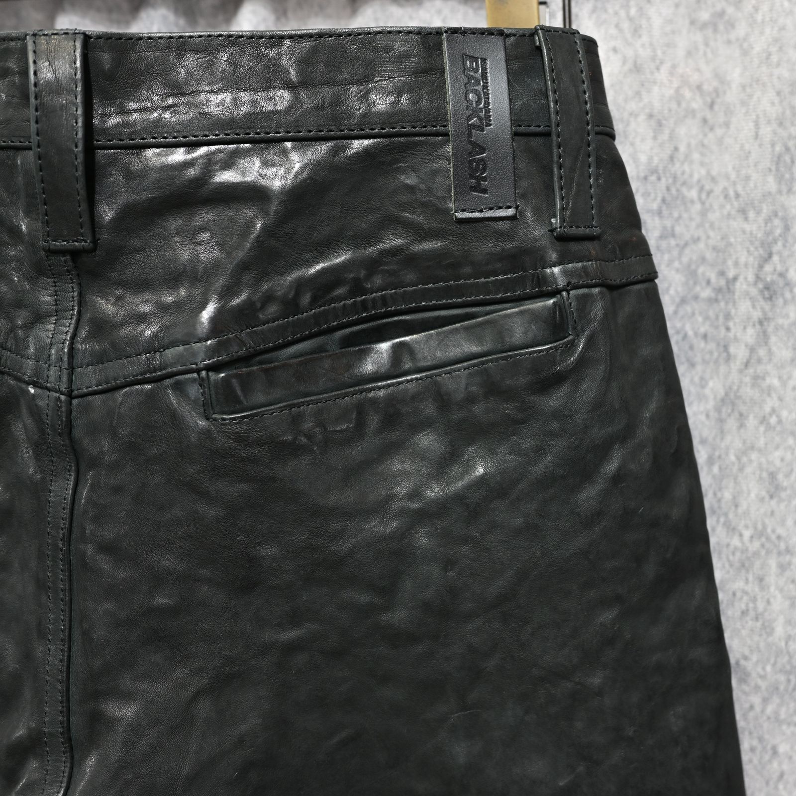 イタリーショルダー製品染め パンツ （BLACK）｜レザーパンツ 1254-08
