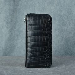 オイルクロコ ラウンドジップ 財布 (BLACK /ブラック)