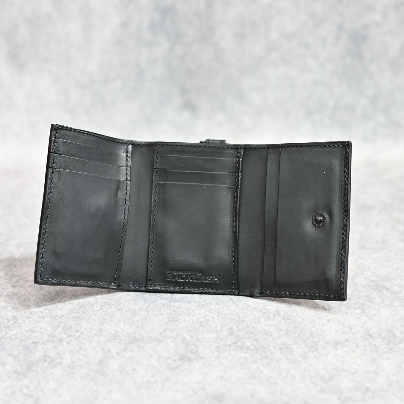 GUIDI カーフ 三つ折りウォレット （BLACK）｜345-38