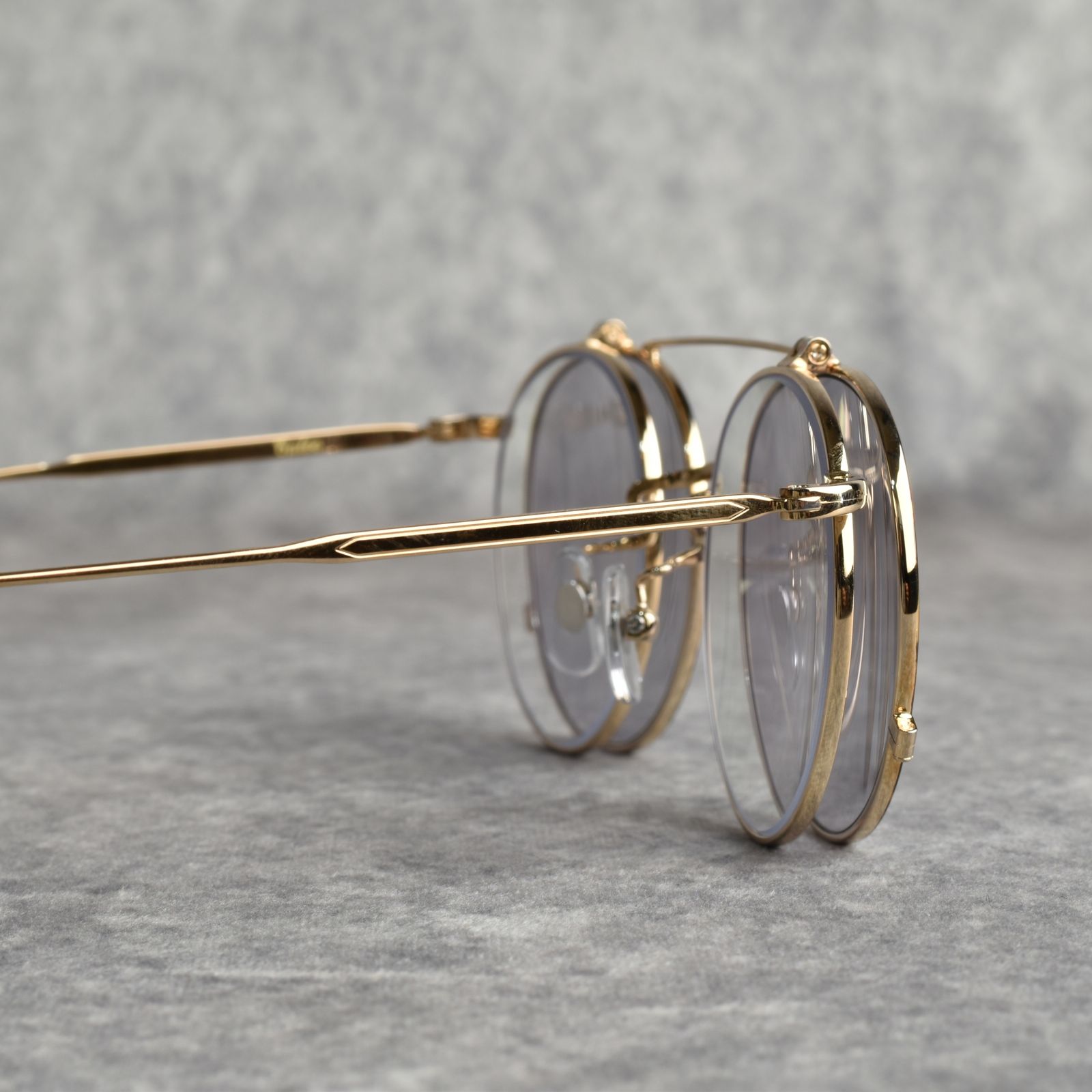 FLIP UP TYPE CIRCLE METAL GLASSES (GOLD/GRAY) / フリップアップタイプ サークルメタル サングラス