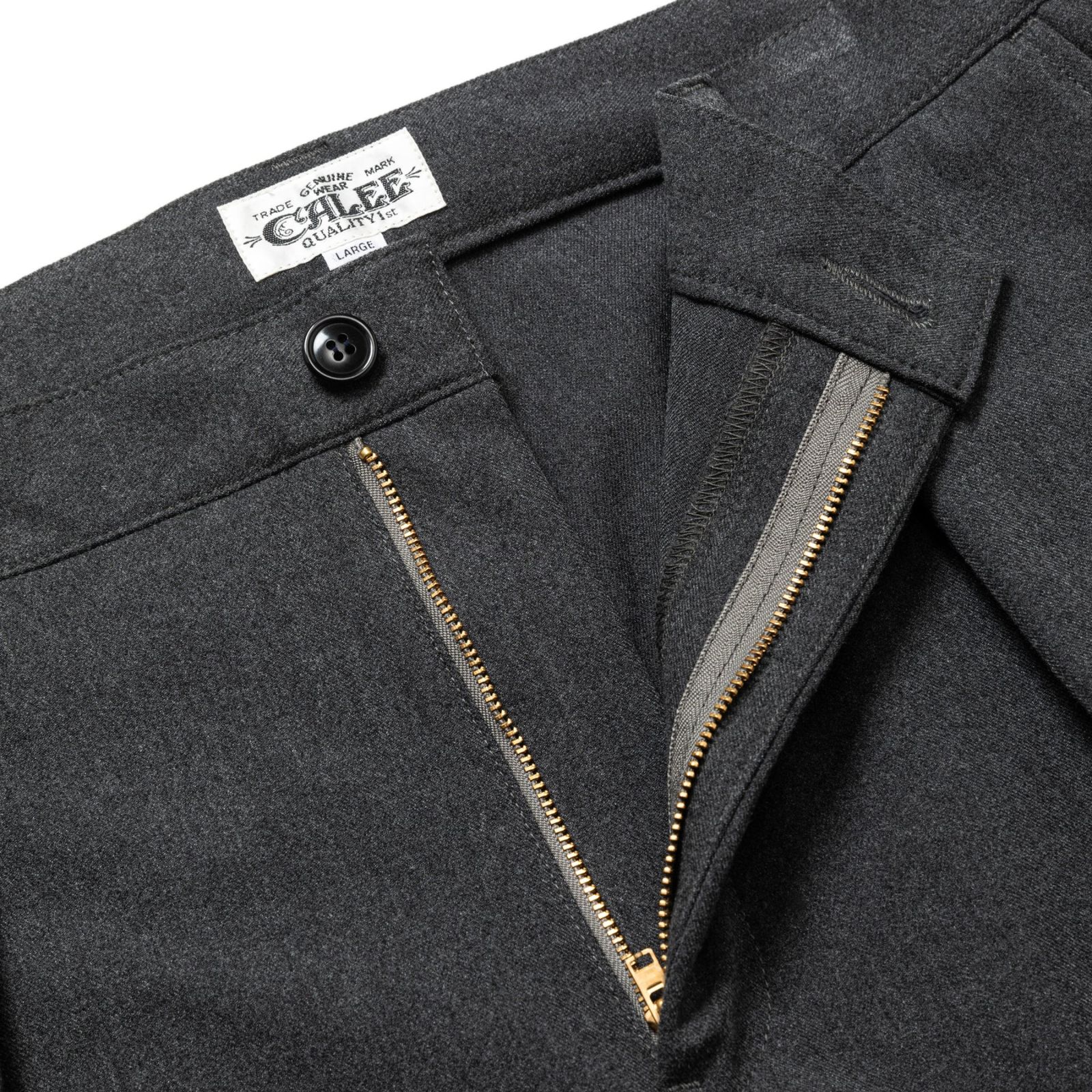 THERMOLITE TWILL TUCK WIDE SLACKS (CHARCOAL) / サーモライト ツイル 1タック ワイドスラックス