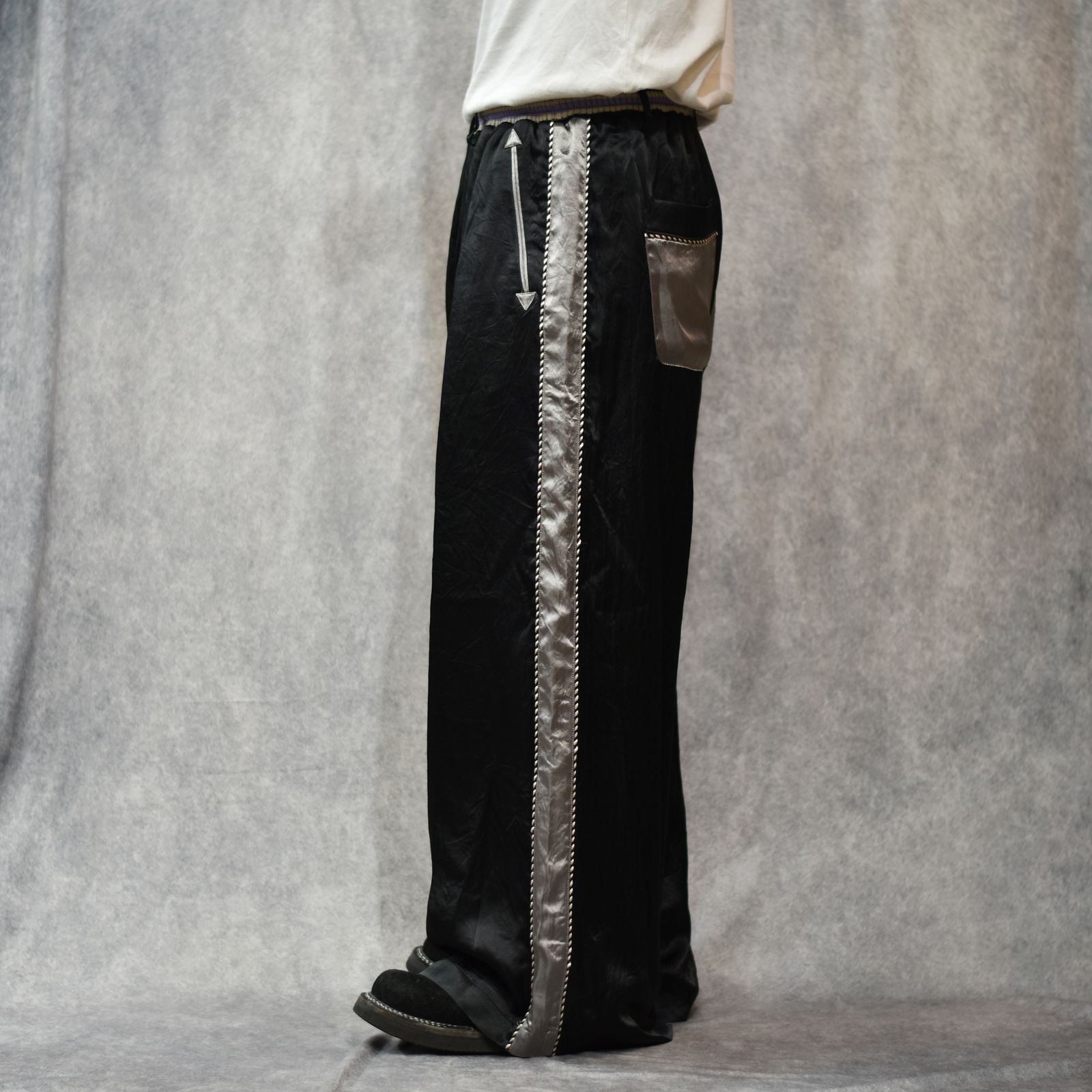 SATIN SOUVENIR TROUSERS (BK)｜スーベニアパンツ・スカパンツ｜PD25AP01