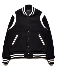 Wool Meiton ＆ Leather Studium Jamper （BLT） / スタジアムジャンバー （ブラック×ホワイト）