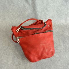 ジャパンダブルショルダー フルタンニン製品染め ショルダーバッグ （RED） 92-28