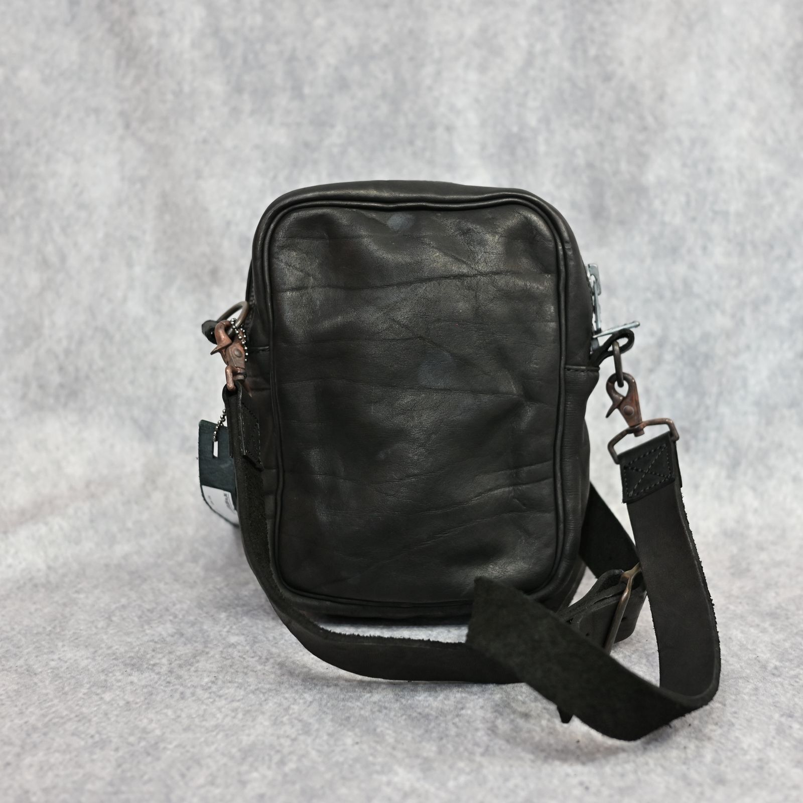 ダブルショルダー製品染め W ZIP ショルダーバッグ （BLACK）｜92-32